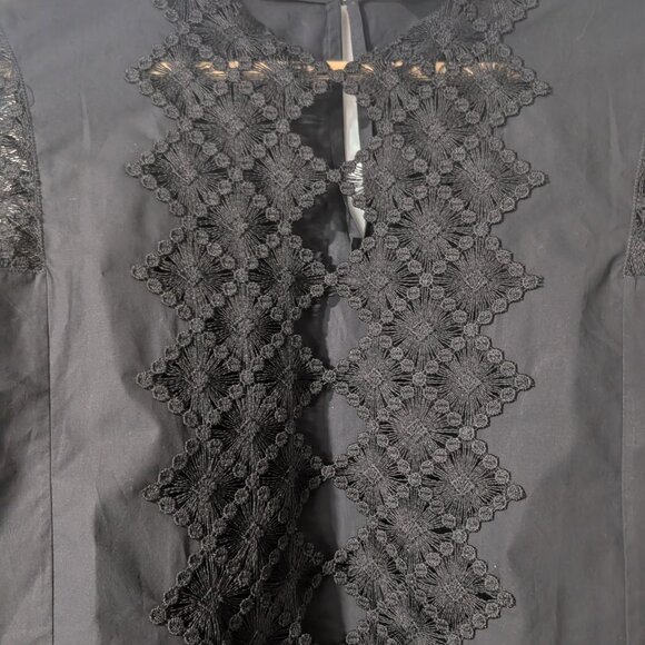 NEW! Sandro Paris | Black top with Guipure Lace Inserts - Picture 6 of 14